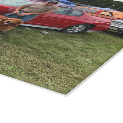 Personalized Photo Glass Cutting Board — Custom Car & Dog Keepsake - Millers Dirty Garage Shirts